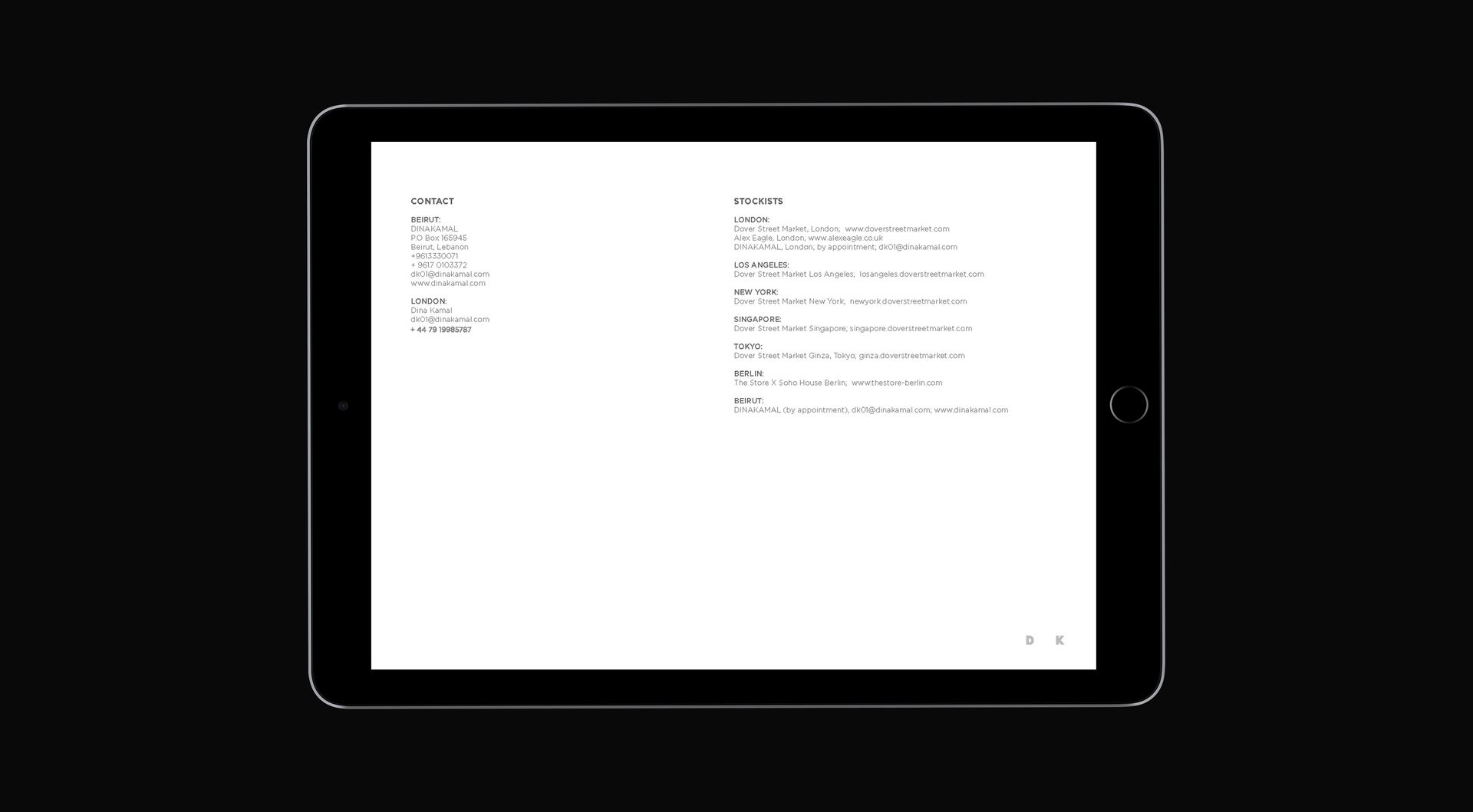 DINAKAMAL / Visual communication — DK LOOKBOOK LAST PAGE